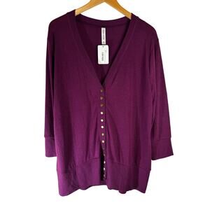 NWT Zenana Outfitters Curvy 3/4 Sleeve Snap Button Cardigan Plum Size 1X Career